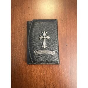 Chrome Hearts Leather Wallet Black W/ Silver Hardware Magnetic Fold